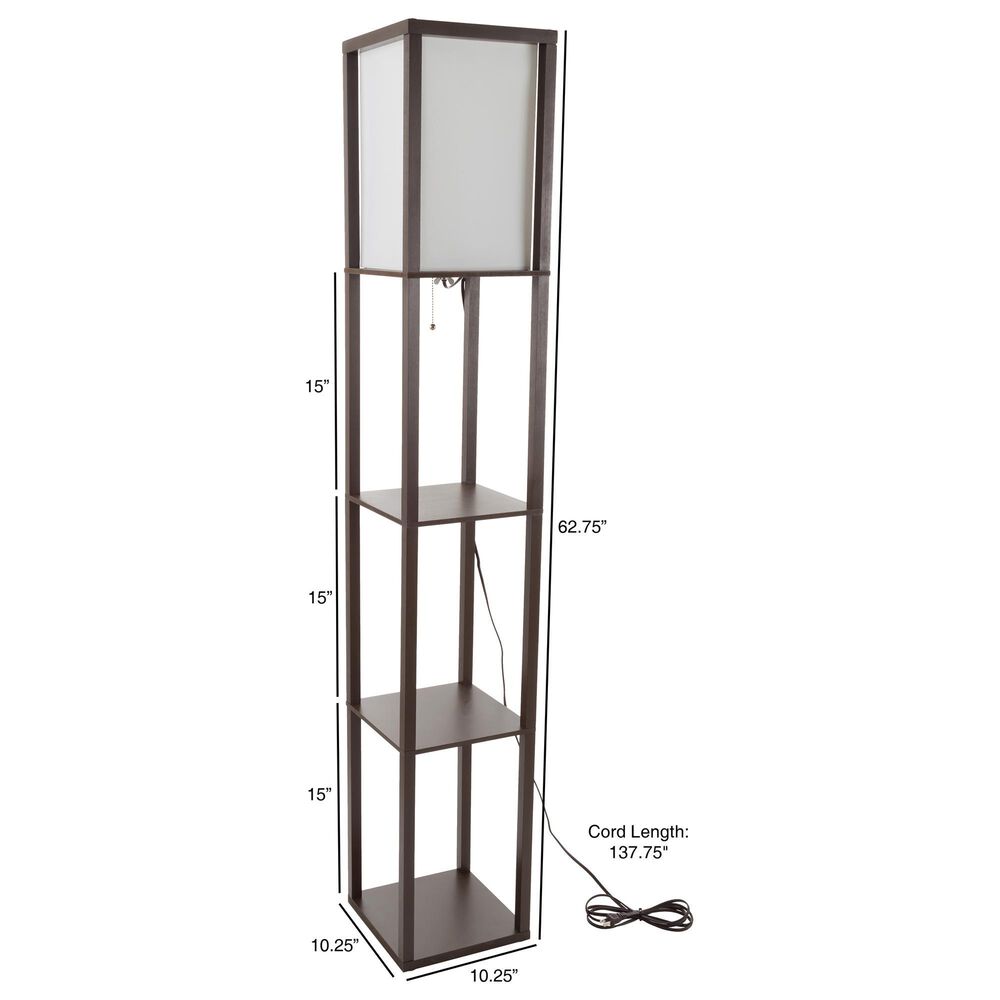 Timberlake Etagere Style Floor Lamp with 3 Tiers in Brown, , large