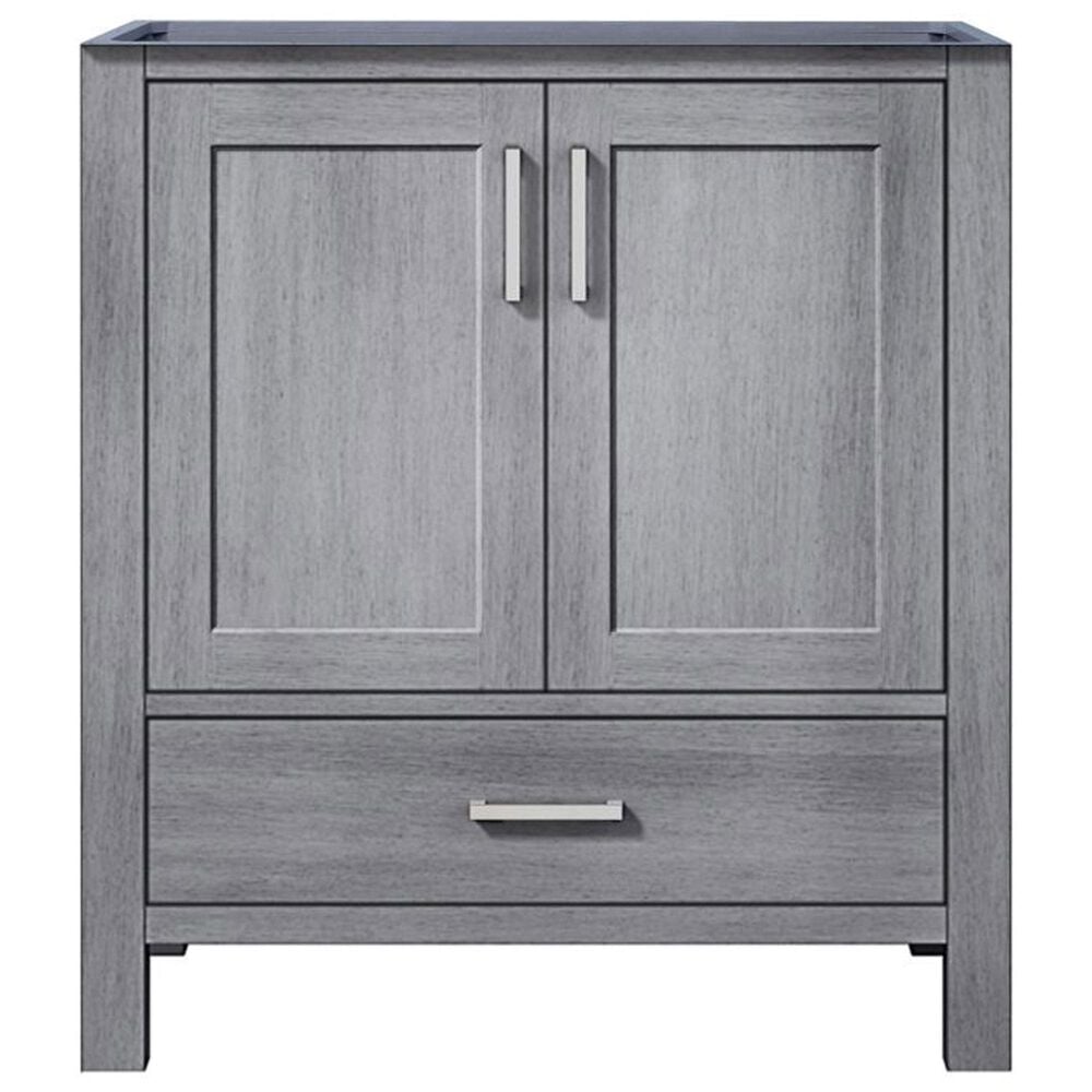 Lexora Home Jacques 30&quot; Single Bathroom Vanity in Distressed Grey with 2 cm White Carrara Marble Top and Rectangular Sink, , large