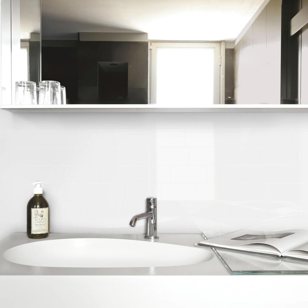 Emser Catch Ice 3&quot; x 6&quot; Glossy Subway Ceramic Wall Tile, , large