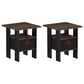 HOMLUX 2-Piece 1-Shelf End Table with Bin Drawer in Walnut and Dark Brown, , large
