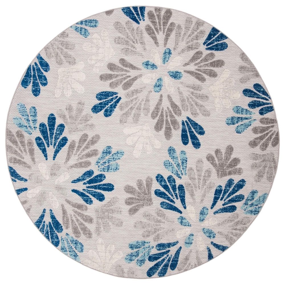 Safavieh Cabana CBN800F 6"7" Round Grey and Blue Indoor/Outdoor Area Performance Rug, , large