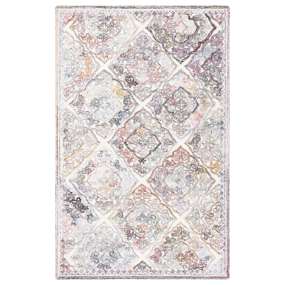 Safavieh Micro-Loop Oriental 4" x 6" Grey and Ivory Area Rug, , large