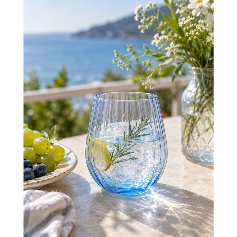 LeadingWare Linea 20 Oz Stemless Wine Glass in Blue, , large