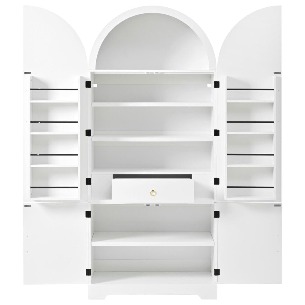 HOMLUX 72" Tall Arched Kitchen Pantry Cabinet in White, , large