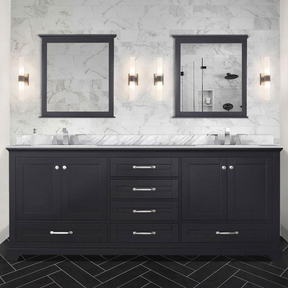 Lexora Home Dukes 80&quot; Double Bathroom Vanity in Espresso with 2 cm White Carrara Marble Top and Rectangular Sinks, , large