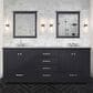 Lexora Home Dukes 80" Double Bathroom Vanity in Espresso with 2 cm White Carrara Marble Top and Rectangular Sinks, , large