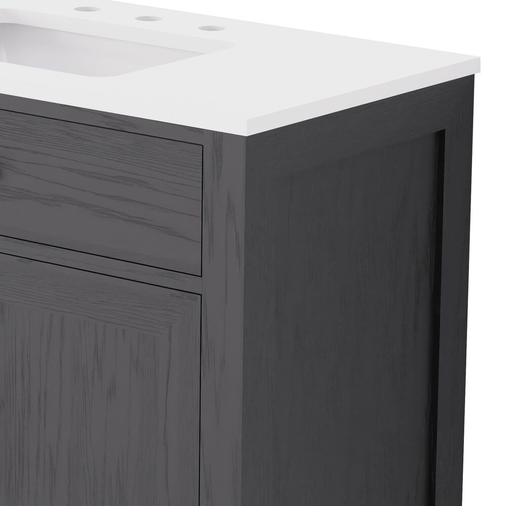 Lexora Home Abbey 36" Single Bathroom Vanity in Black Oak with 2 cm White Cultured Marble Top and Rectangular Sink, , large