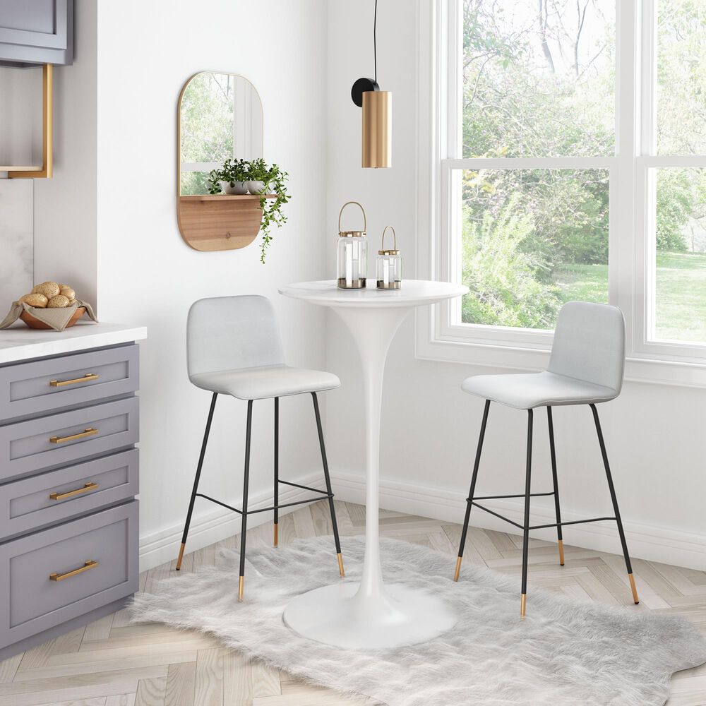 Zuo Modern Gironde Bar Stool in Light Gray and Black, , large
