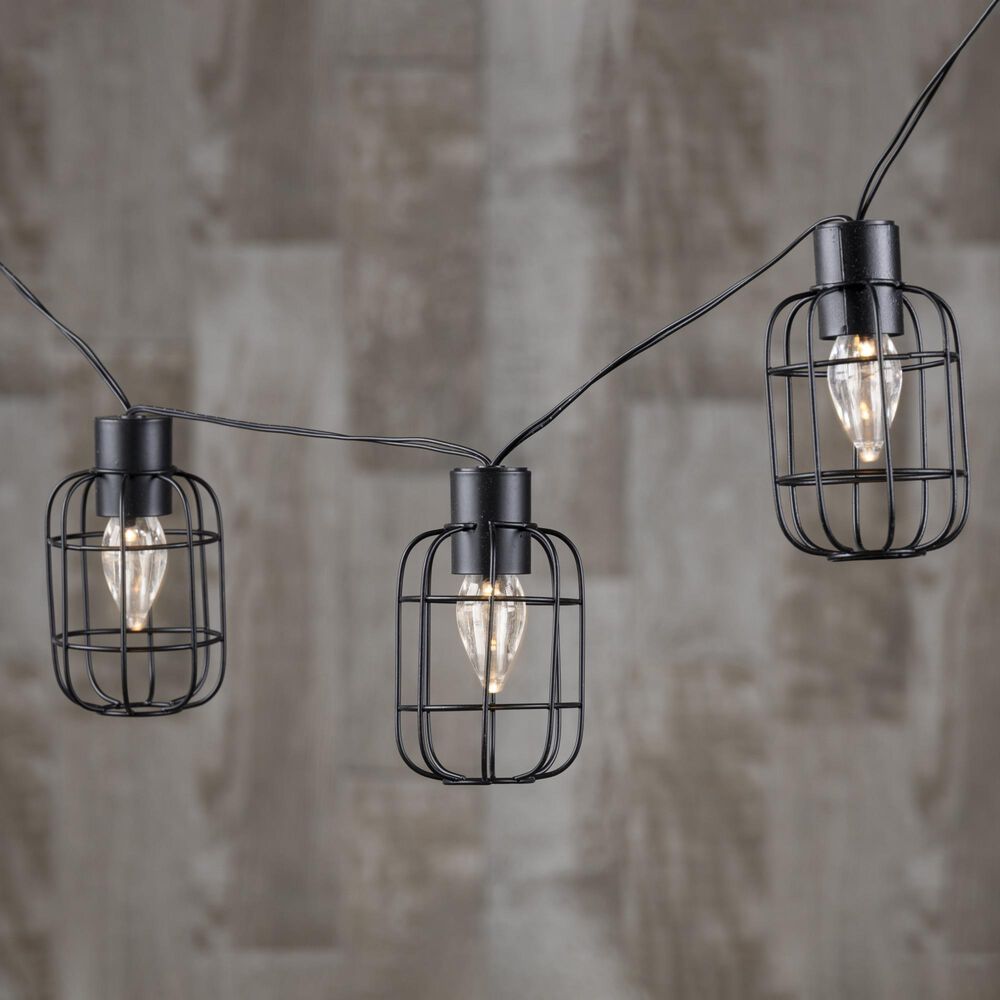 The Gerson Company 6&#39; Solar Metal Patio String Lights with Warm White LED Bulbs in Black, , large