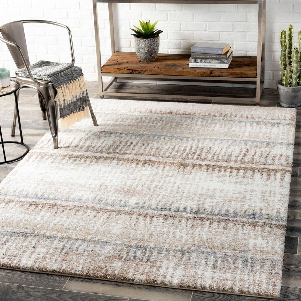 Surya Portofino Cream, Taupe, Tan, Light Slate, Medium Brown and Light Blue 5&#39;3&quot; x 7&#39; Area Rug, , large