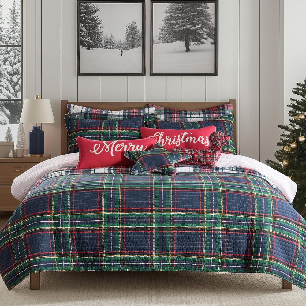 Levtex Spencer King Reversible Quilt in Navy, Red, Green, Gold and White, , large