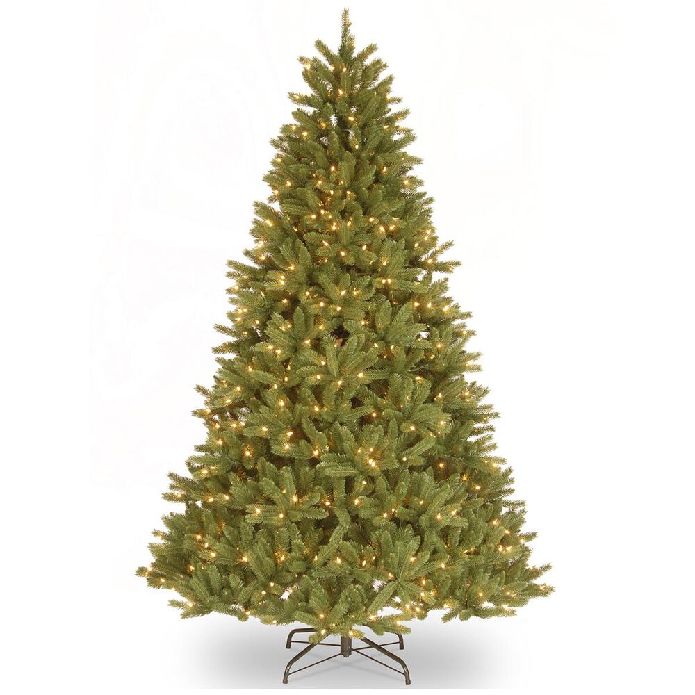 National Tree 9" Feel Real Grande Fir Medium Hinged Tree with 900 White Lights, , large