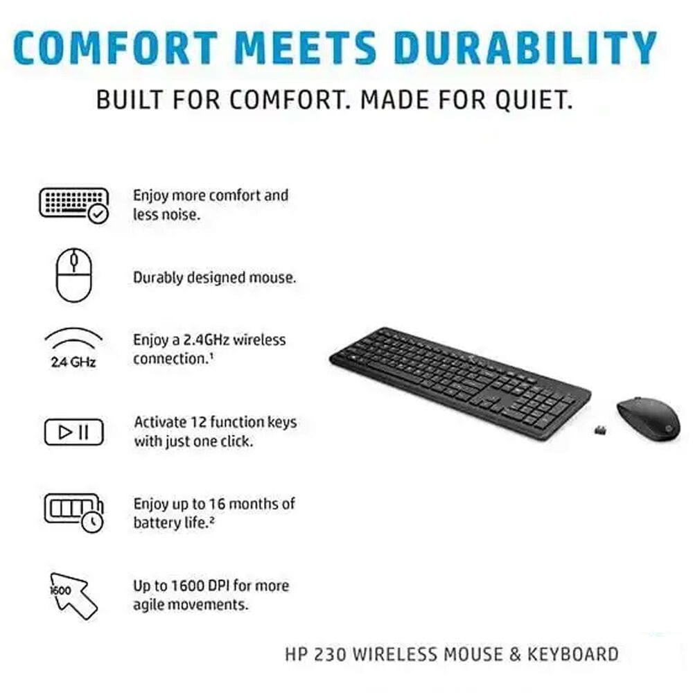 HP 230 Wireless Mouse and Keyboard Combo in Black, , large