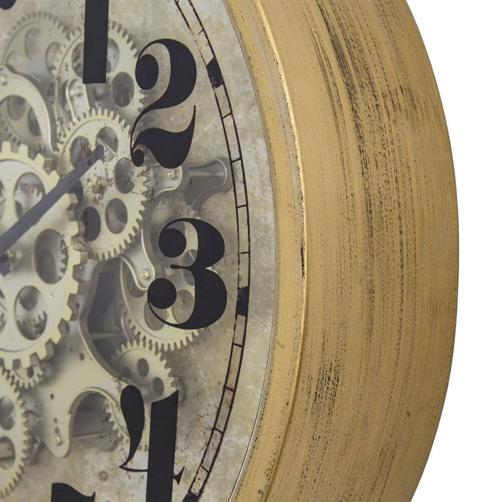 Yosemite Home Decor Gold Round Gear Wall Clock in Gold, Light Cream, Beige and Black, , large