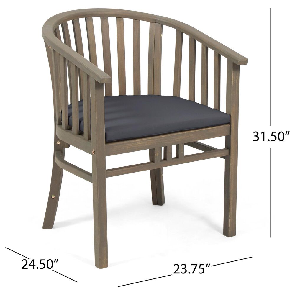 Hearth and Haven Outdoor Wooden Dining Chairs with Grey Frame in Dark Grey (Set of 2), , large