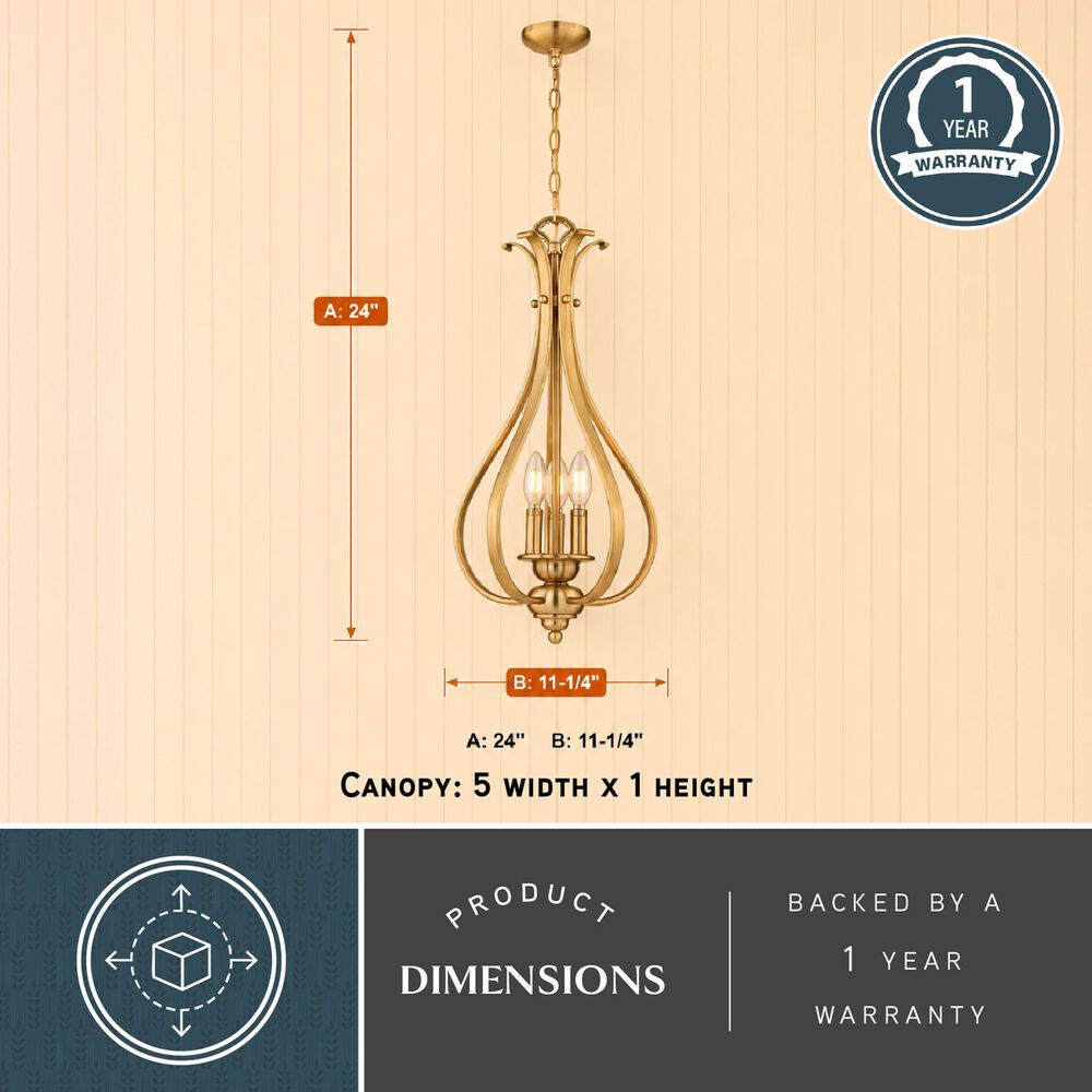 Vaxcel Monrovia 3-Light Pendant in Muted Brass, , large