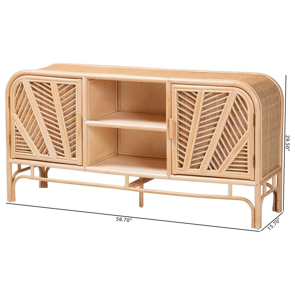 Baxton Studio Carabella 2-Door Rattan Storage Cabinet in Natural, , large