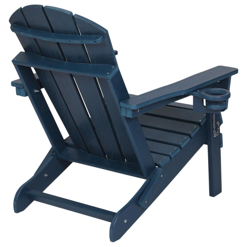 Hearth and Haven 34" Outdoor Folding Adirondack Chair with Cup Holder in Navy Blue, , large
