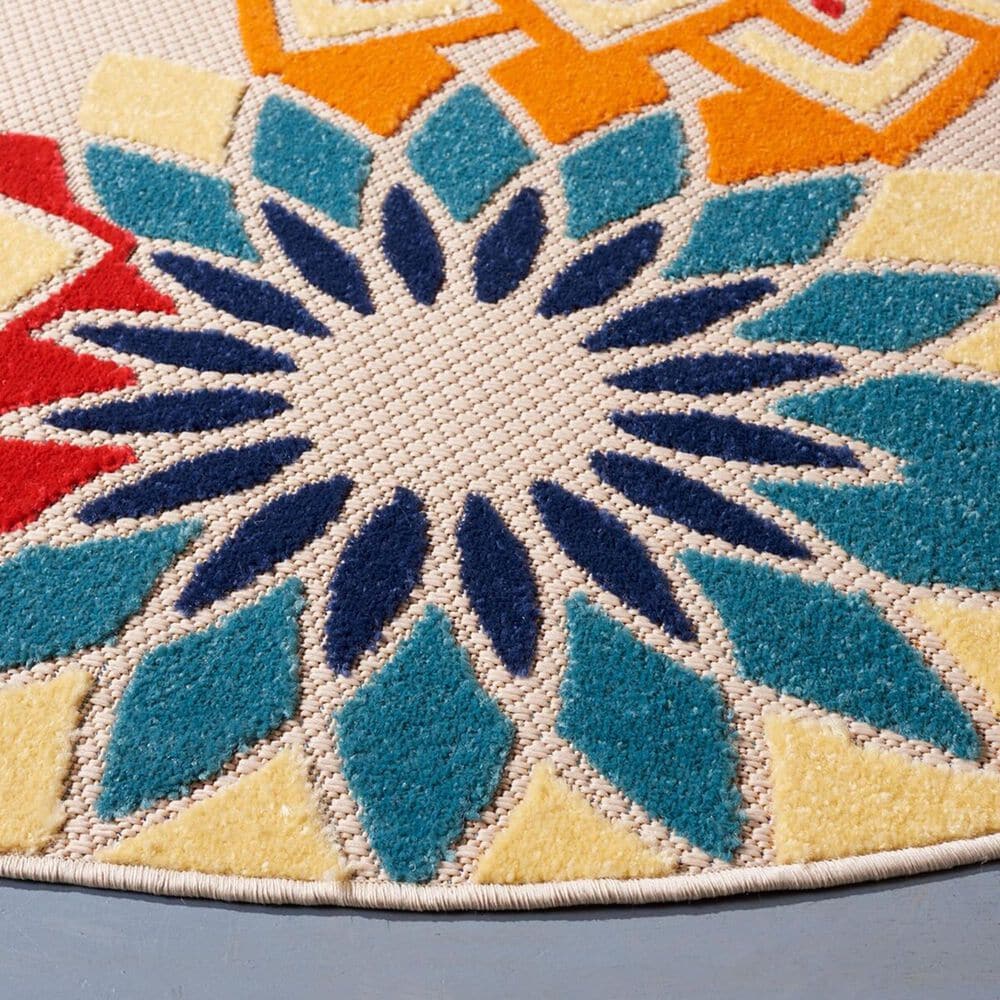 Safavieh Cabana CBN328A 5&#39;3&quot; Round Ivory and Orange Indoor/Outdoor Area Performance Rug, , large