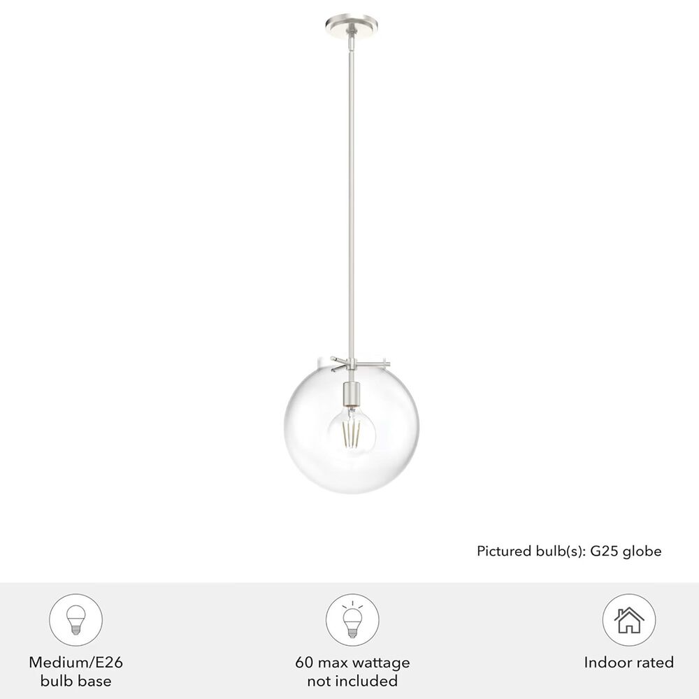 Hunter Sacha 1-Light Pendant in Brushed Nickel, , large