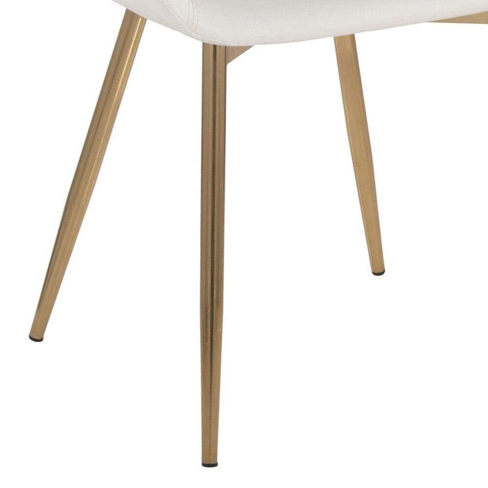LumiSource Margarite Arm Chair with White Faux Leather Cushion in Gold (Set of 2), , large