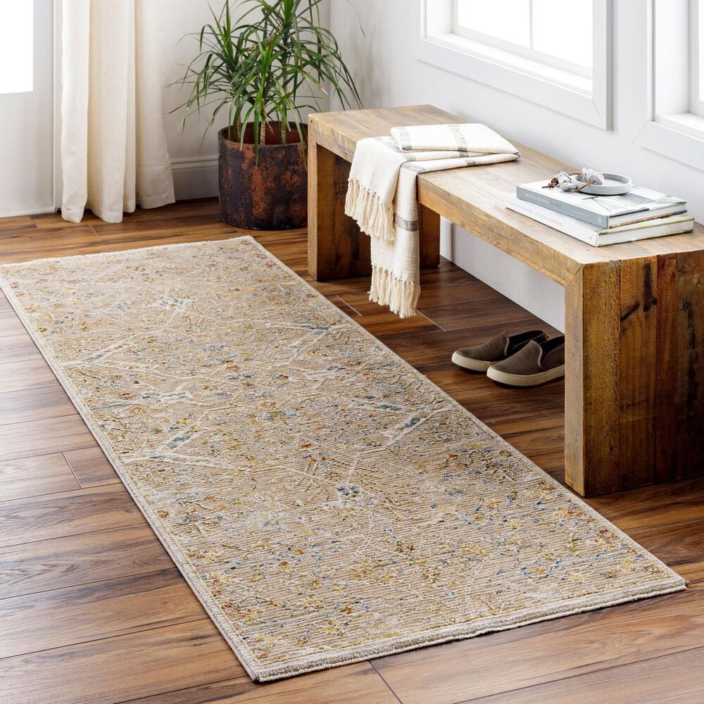 Surya Reina Light Brown, Tan, Denim, Rust, Olive, Light Gray, Cream and Mustard 2&#39;7&quot; x 7&#39;3&quot; Runner, , large