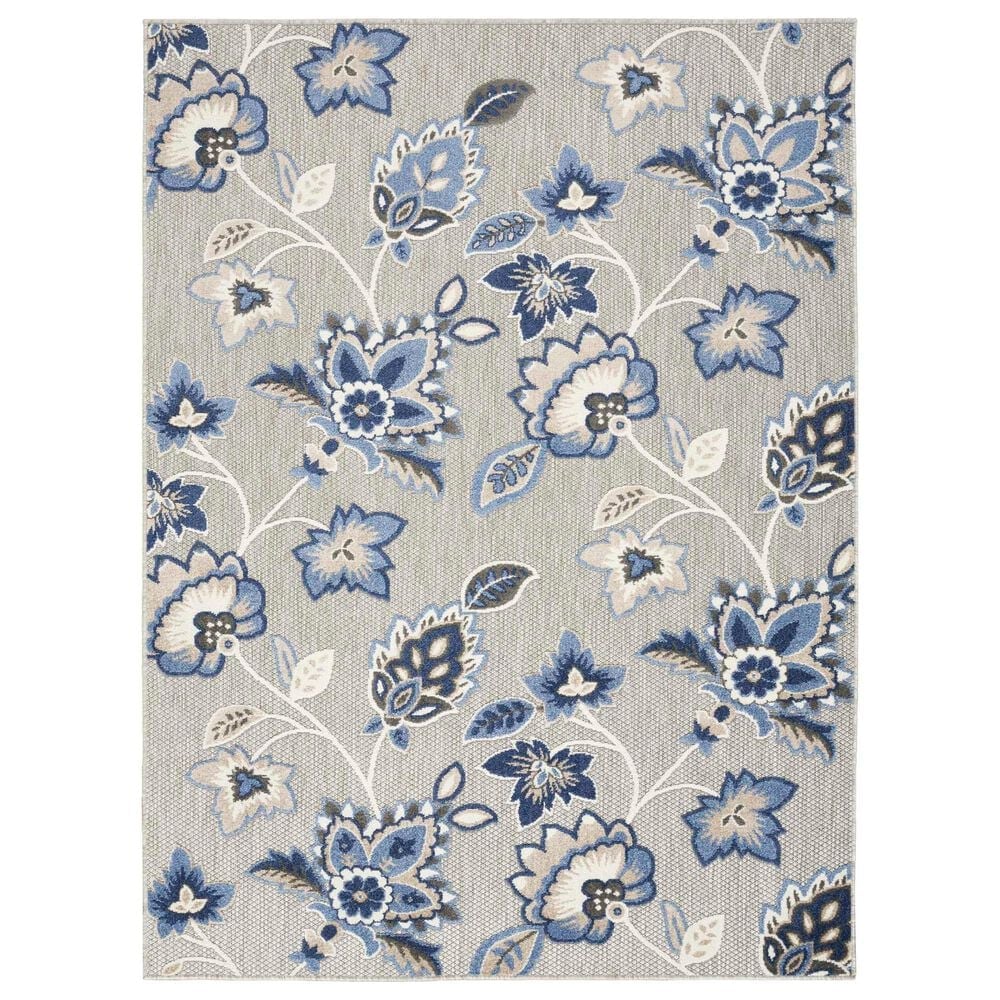 Nourison Aloha ALH31 3"6" x 5"6" Blue and Grey Indoor/Outdoor Area Rug, , large