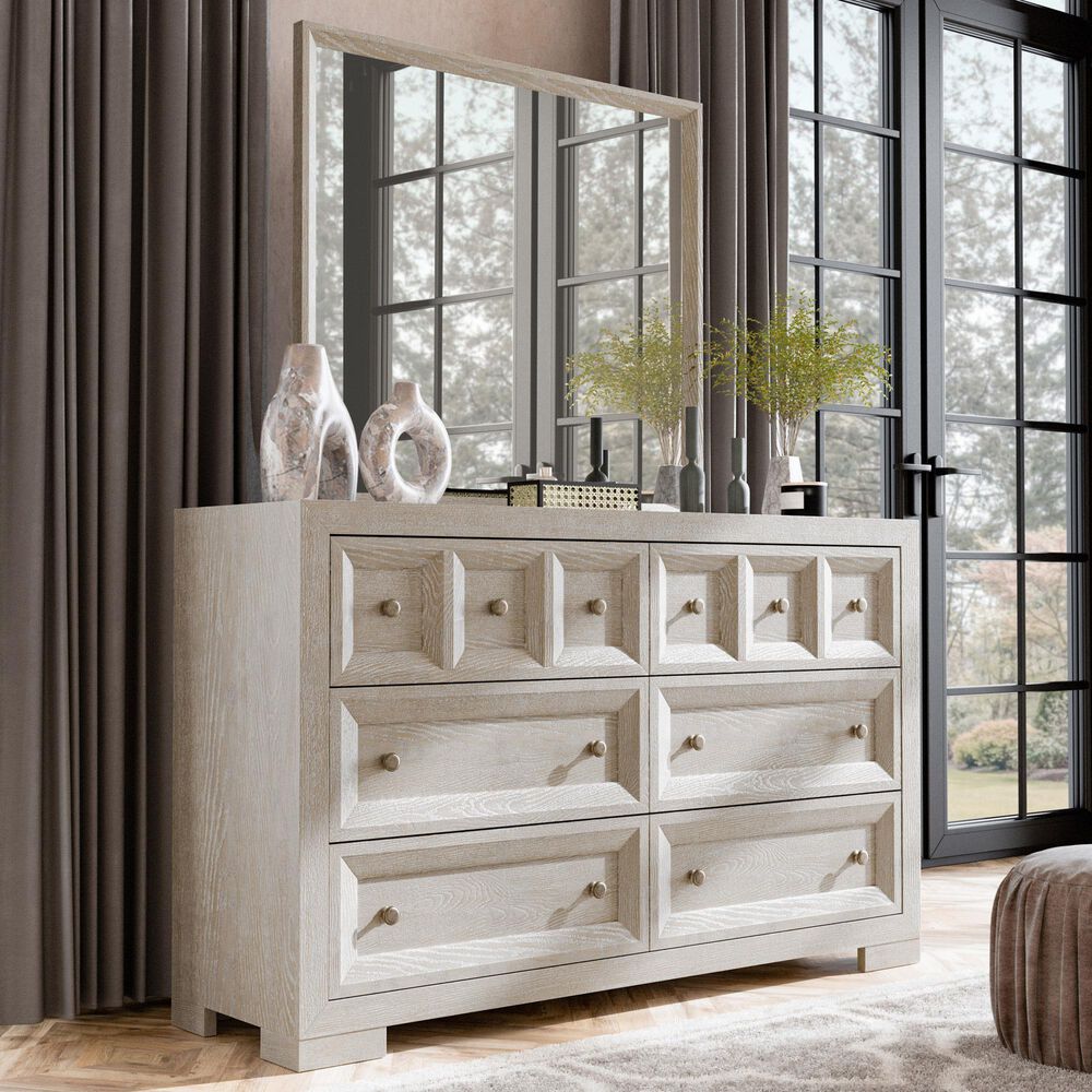 Furniture of America Hatton 6-Drawer Dresser and Mirror in Tawny, , large
