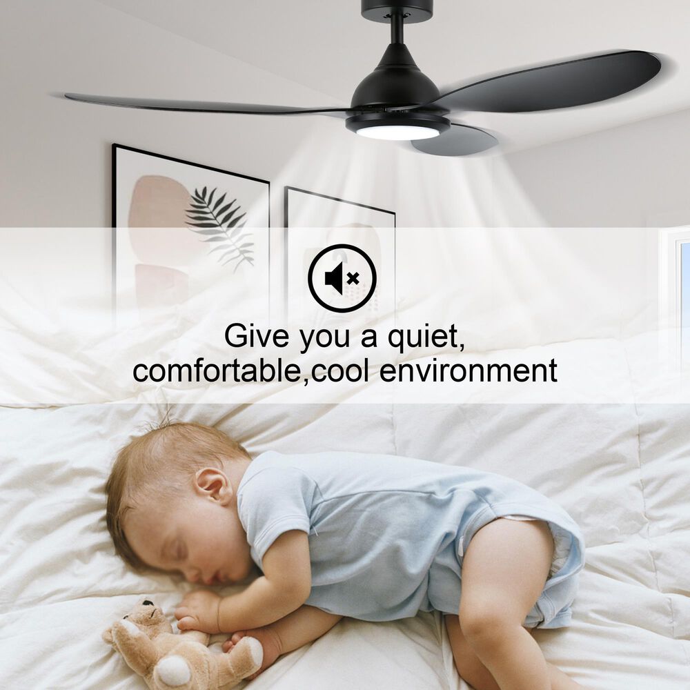 HOMLUX 52" Indoor Ceiling Fan with LED Light in Black, , large