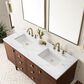 James Martin Vanities Amberly 60" Double Bathroom Vanity in Walnut with 3 cm Arctic Fall Solid Surface Top and Rectangular Sinks, , large