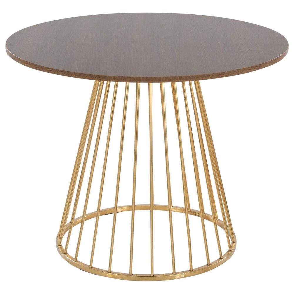 LumiSource Canary Contemporary Dining Table in Gold Metal and Walnut Wood by LumiSource, , large