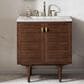 James Martin Vanities Amberly 30" Single Bathroom Vanity in Walnut with 3 cm Eternal Jasmine Pearl Quartz Top and Rectangular Sink, , large
