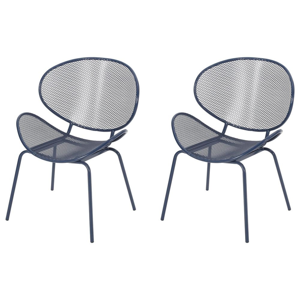 Hearth and Haven Elba Outdoor Mesh Accent Chair in Navy (Set of 2), , large