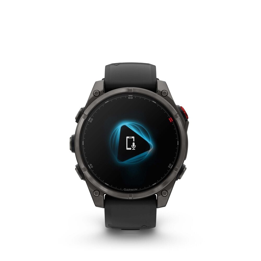 Garmin Fenix 8 Pro Sapphire AMOLED Smartwatch 47mm Carbon Gray DLC Titanium Case with Black and Pebble Gray Silicone Band, , large