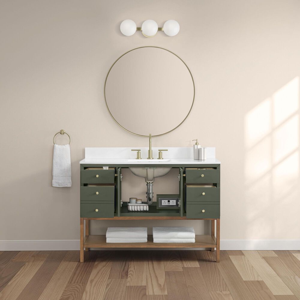 37B Isadore 48" Single Bathroom Vanity Cabinet in Deep Olive Green and White Composite Stone Top and Backsplash, , large