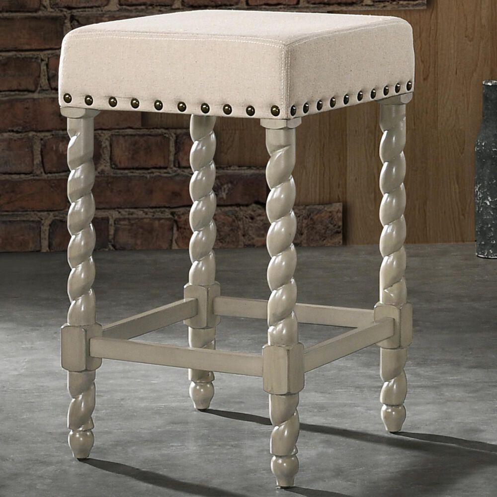 Carolina Chair and Table Remick 24" Counter Stool in Weathered Gray/Linen, , large