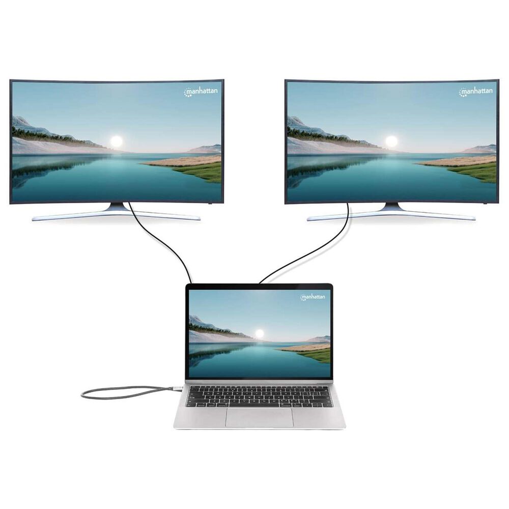 Manhattan USB-C PD 10-in-1 Dual-HDMI Monitor Docking Station /Multiport Hub in Silver, , large