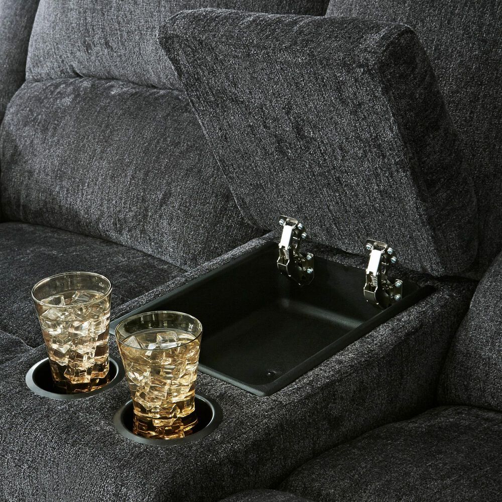 Ashley Draycoll Manual Reclining Sofa and Loveseat Set in Slate, , large