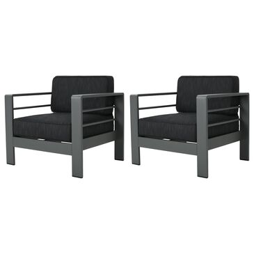 Noble House Cape Coral Patio Club Chair in Dark Gray (Set of 2), , large