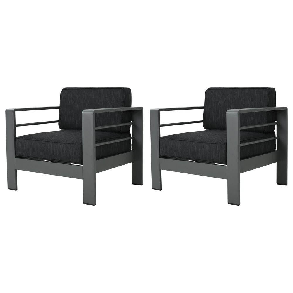 Noble House Cape Coral Patio Club Chair in Dark Gray (Set of 2), , large