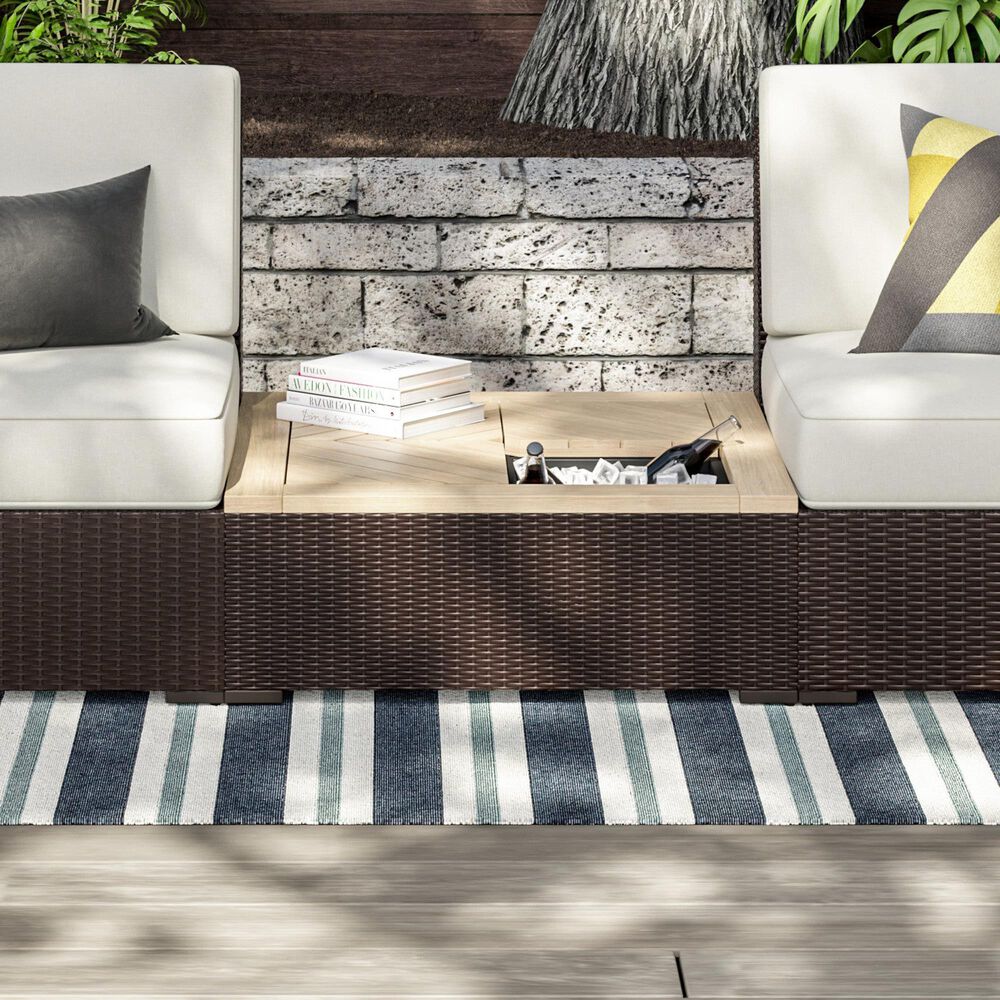 Homestyles Palm Springs 4-Piece Patio Loveseat Set in Brown, , large