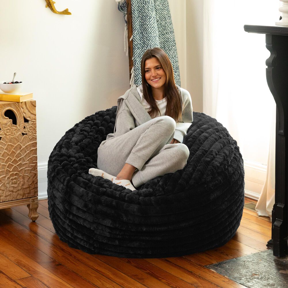 Jaxx Saxx 4&#39; Plush Bean Bag Chair in Black, , large