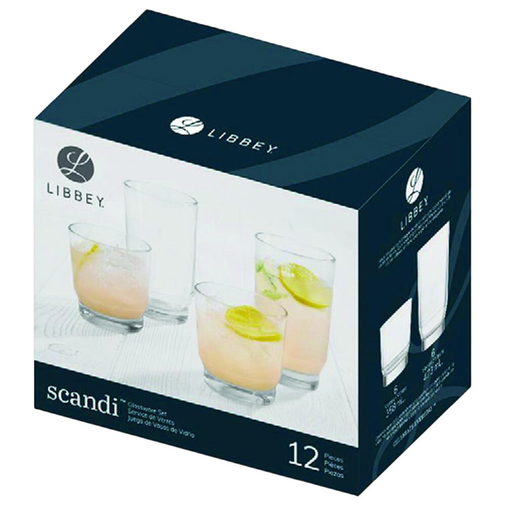 Libbey Glass Scandi 12-Piece Glassware Set in Clear, , large