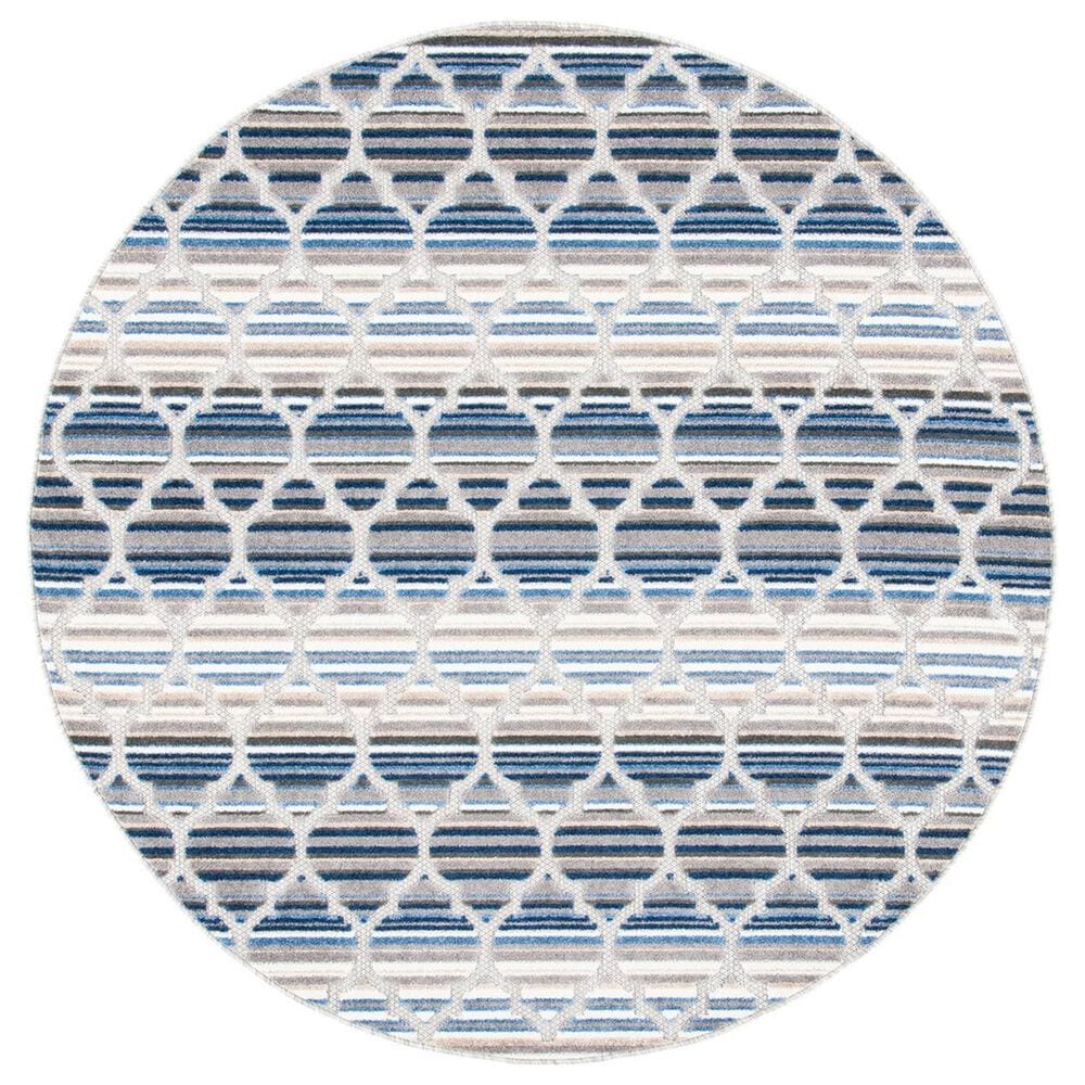 Safavieh Cabana CBN333M 6"7" Round Blue and Grey Indoor/Outdoor Area Performance Rug, , large