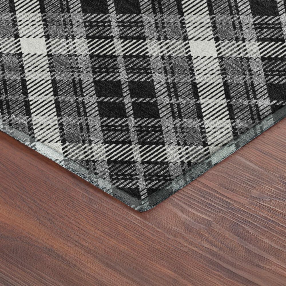 Dalyn Rug Company Soft Essentials Plaid Black 8' Round Indoor/Outdoor Area Rug, , large