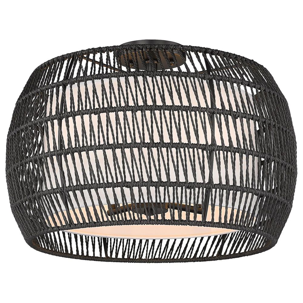 Golden Lighting Everly 4-Light Semi-Flush in Black/Matte Black Rattan, , large