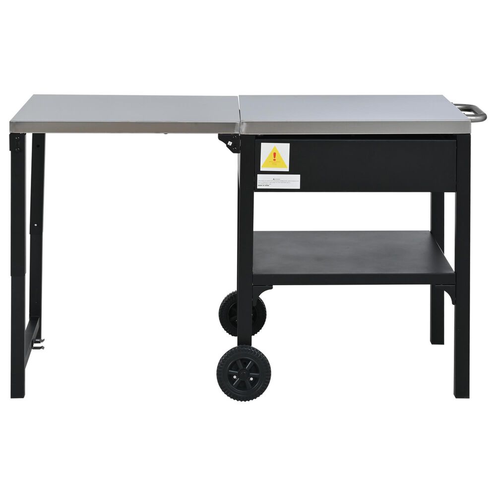 Hearth and Haven Outdoor Foldable Kitchen Cart with Side Table in Black, , large