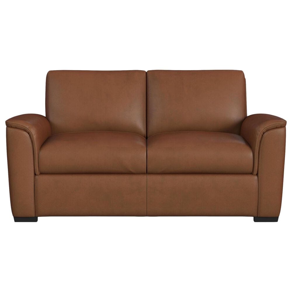 Flexsteel Henry Stationary Leather Sofa and Loveseat Set in Caramel, , large