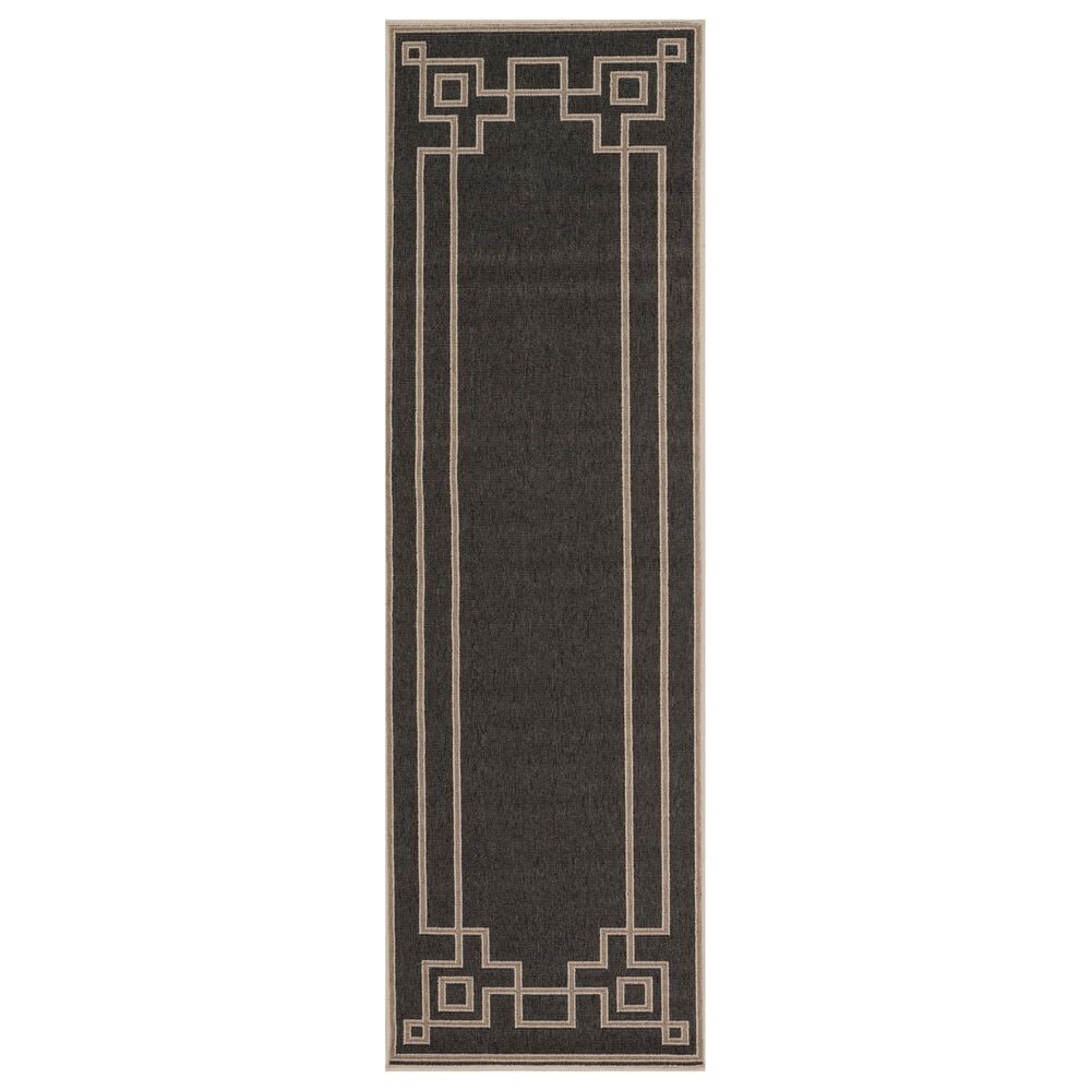 Surya Alfresco 2"5" x 7"10" Black, Brown and Beige Indoor/Outdoor Runner, , large