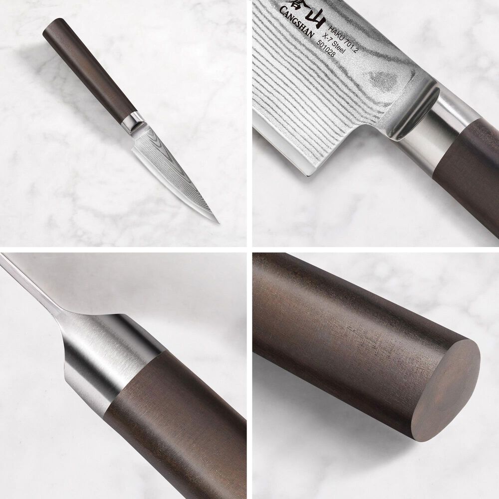 Cangshan Haku 3.5&quot; Paring Knife with Sheath in Dark Brown and Silver, , large